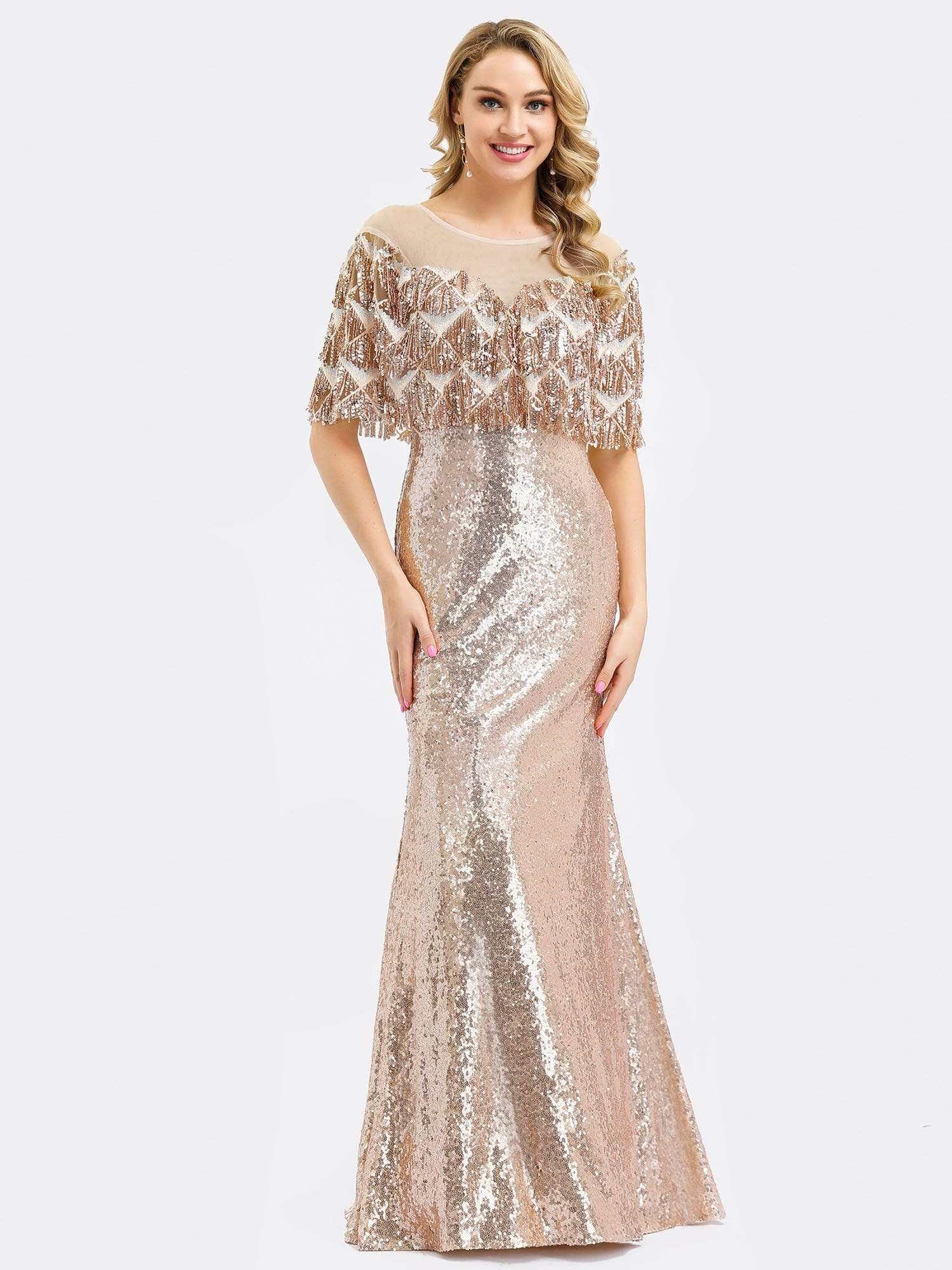 sequin fishtail prom dress