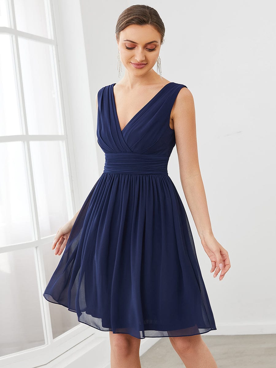 Custom Size Women Sleeveless V Neck Short Bridesmaid Dress