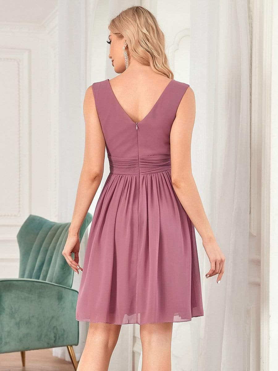 Custom Size Women Sleeveless V Neck Short Bridesmaid Dress