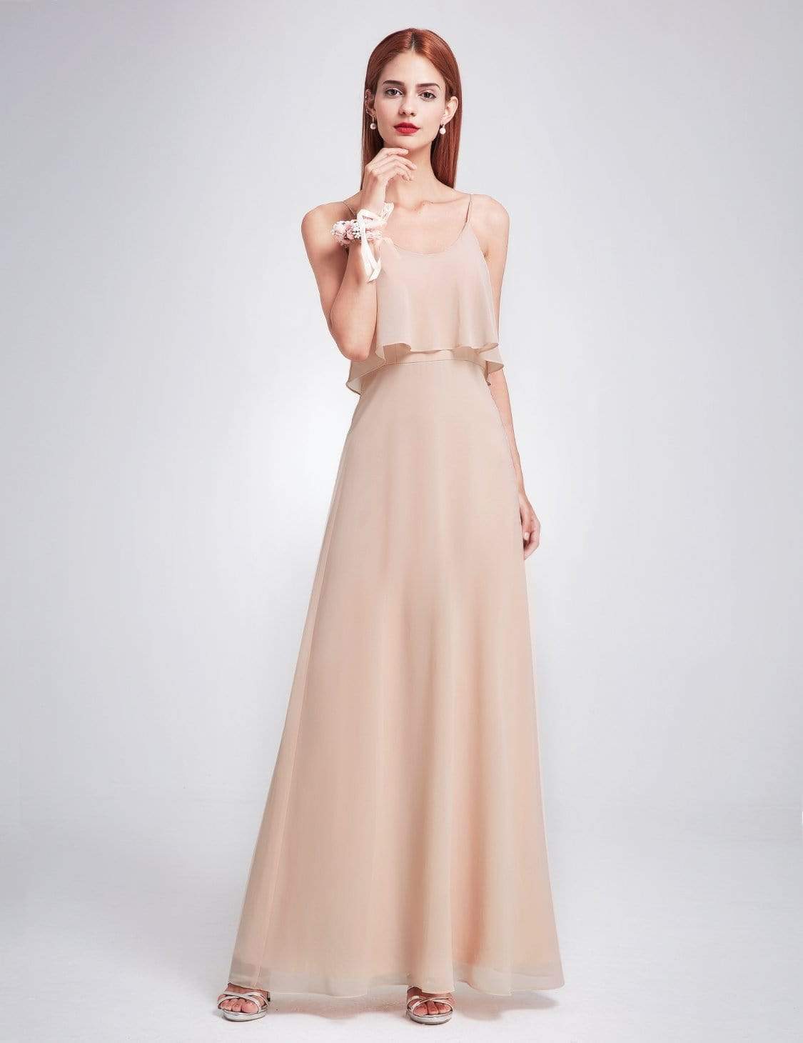 blush flowy bridesmaid dresses