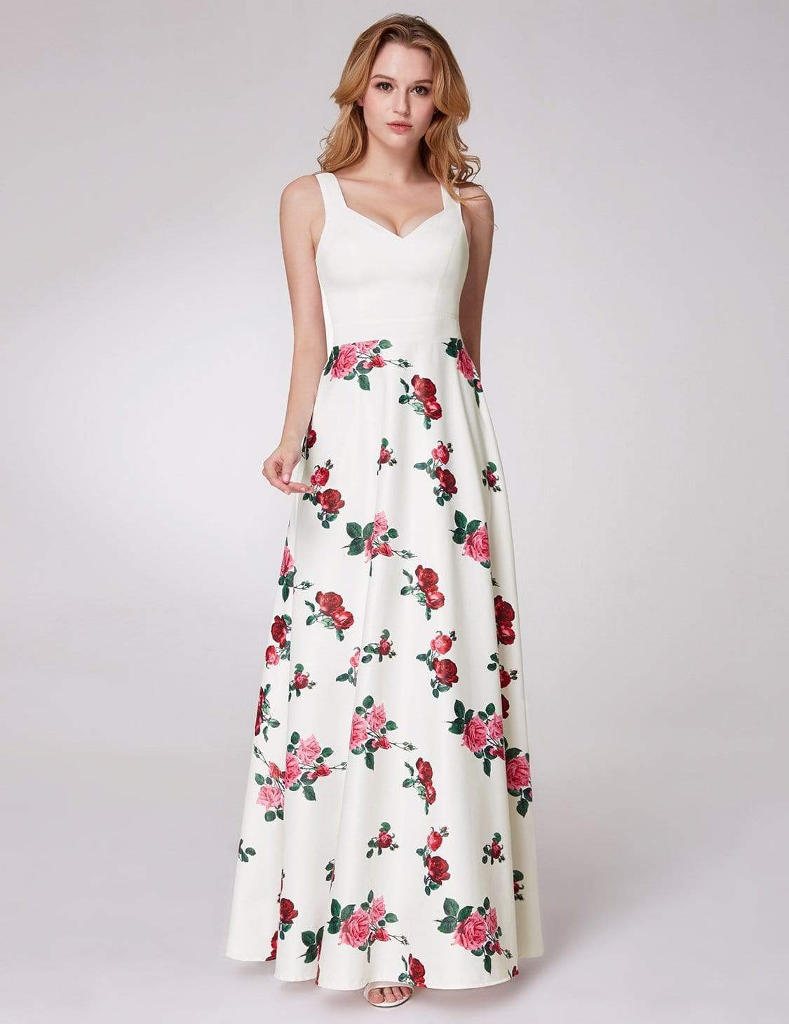 white prom dress with roses