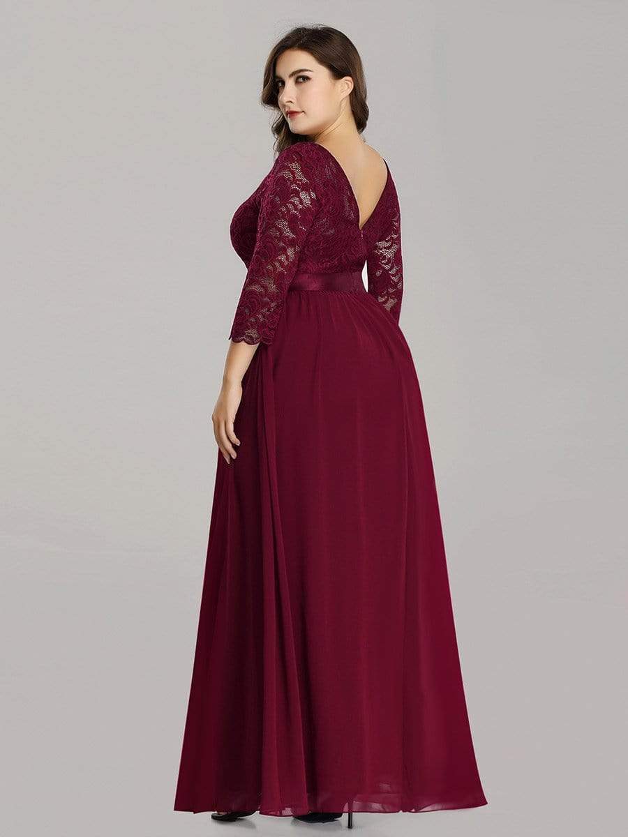 Simple Plus Size Lace Evening Dress with Half Sleeves