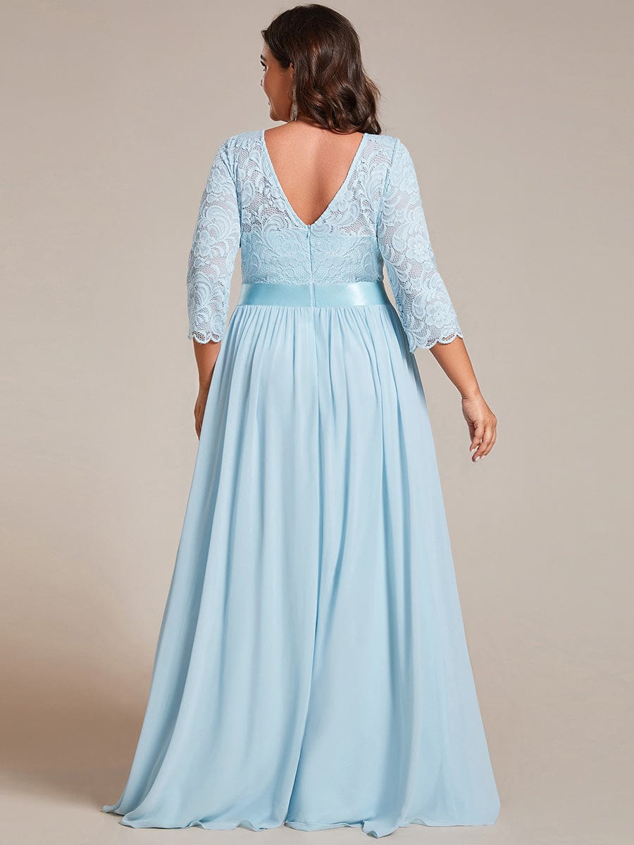 Simple Plus Size Lace Evening Dress with Half Sleeves