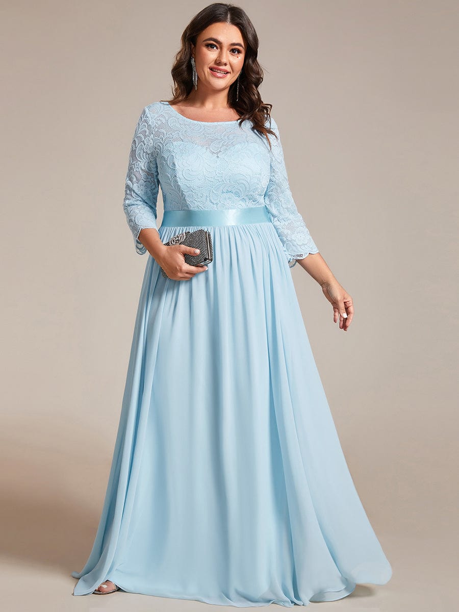 Simple Plus Size Lace Evening Dress with Half Sleeves