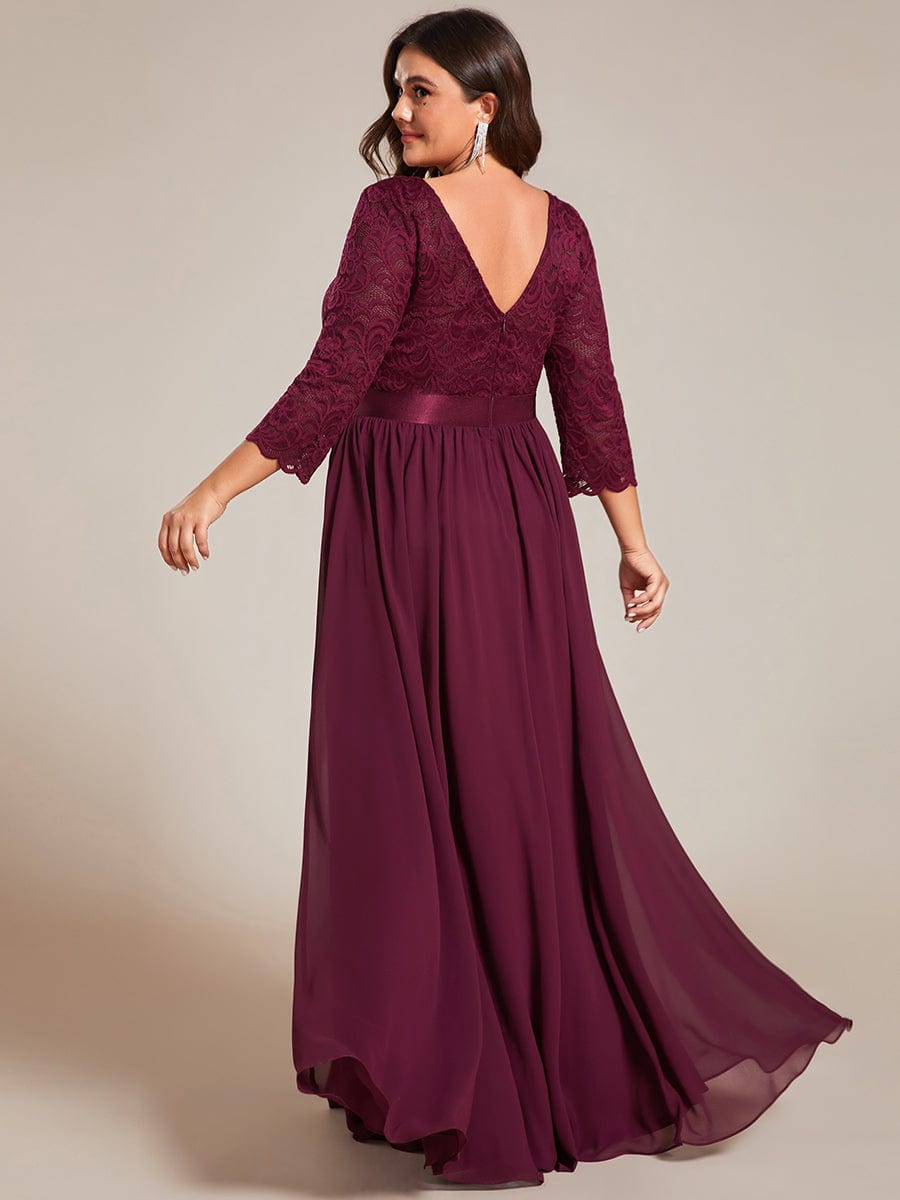 Simple Plus Size Lace Evening Dress with Half Sleeves