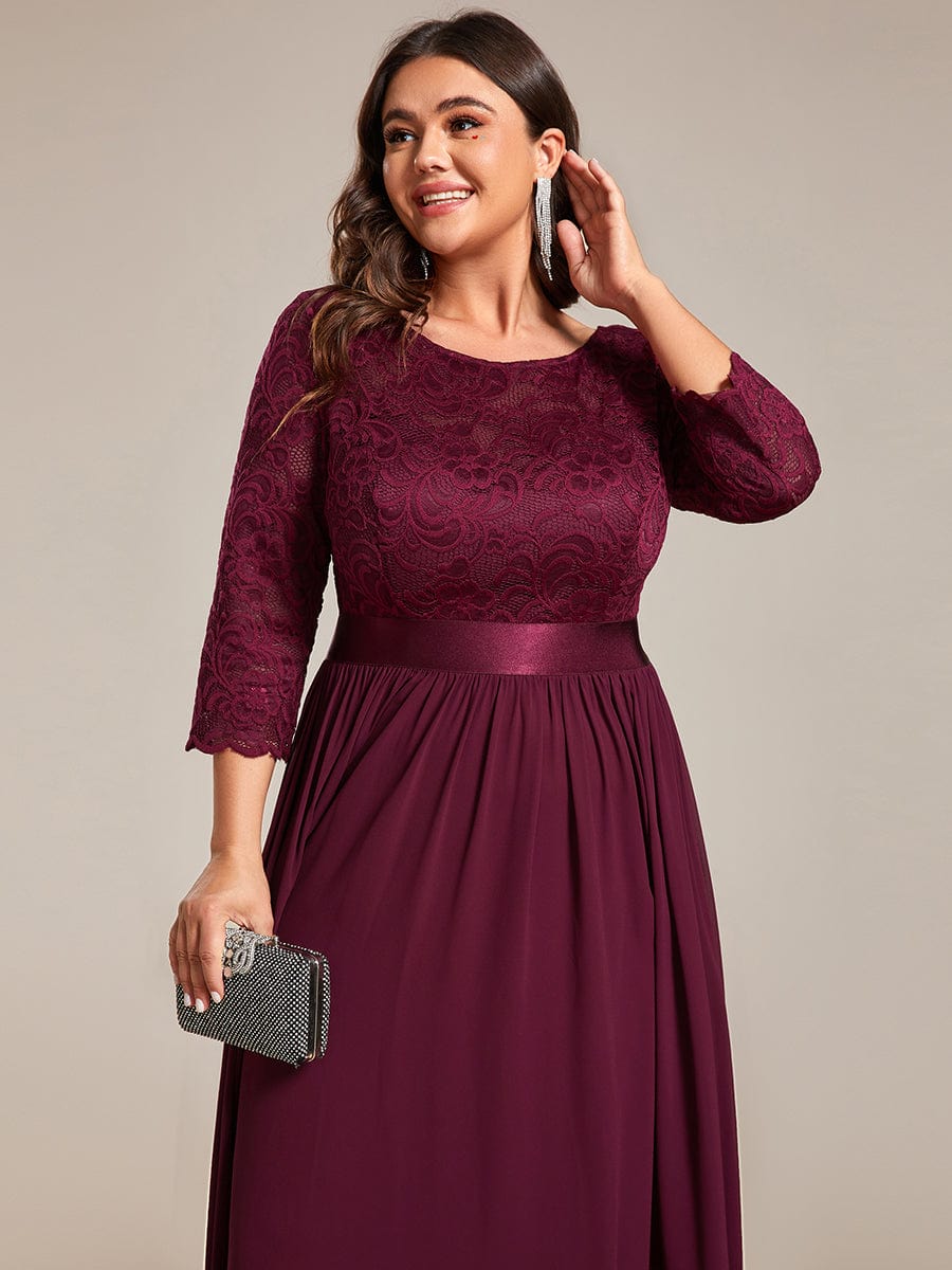 Simple Plus Size Lace Evening Dress with Half Sleeves