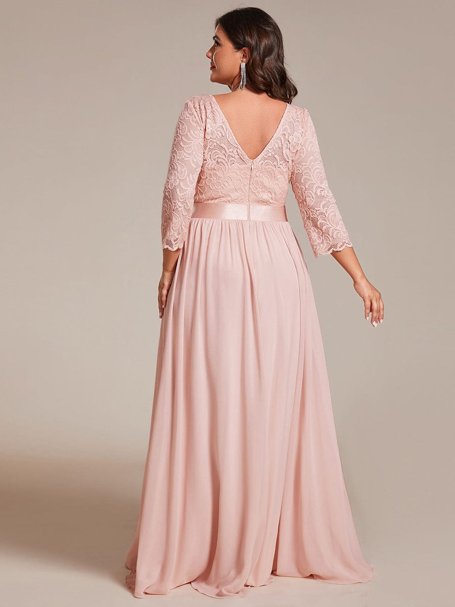 Simple Plus Size Lace Evening Dress with Half Sleeves