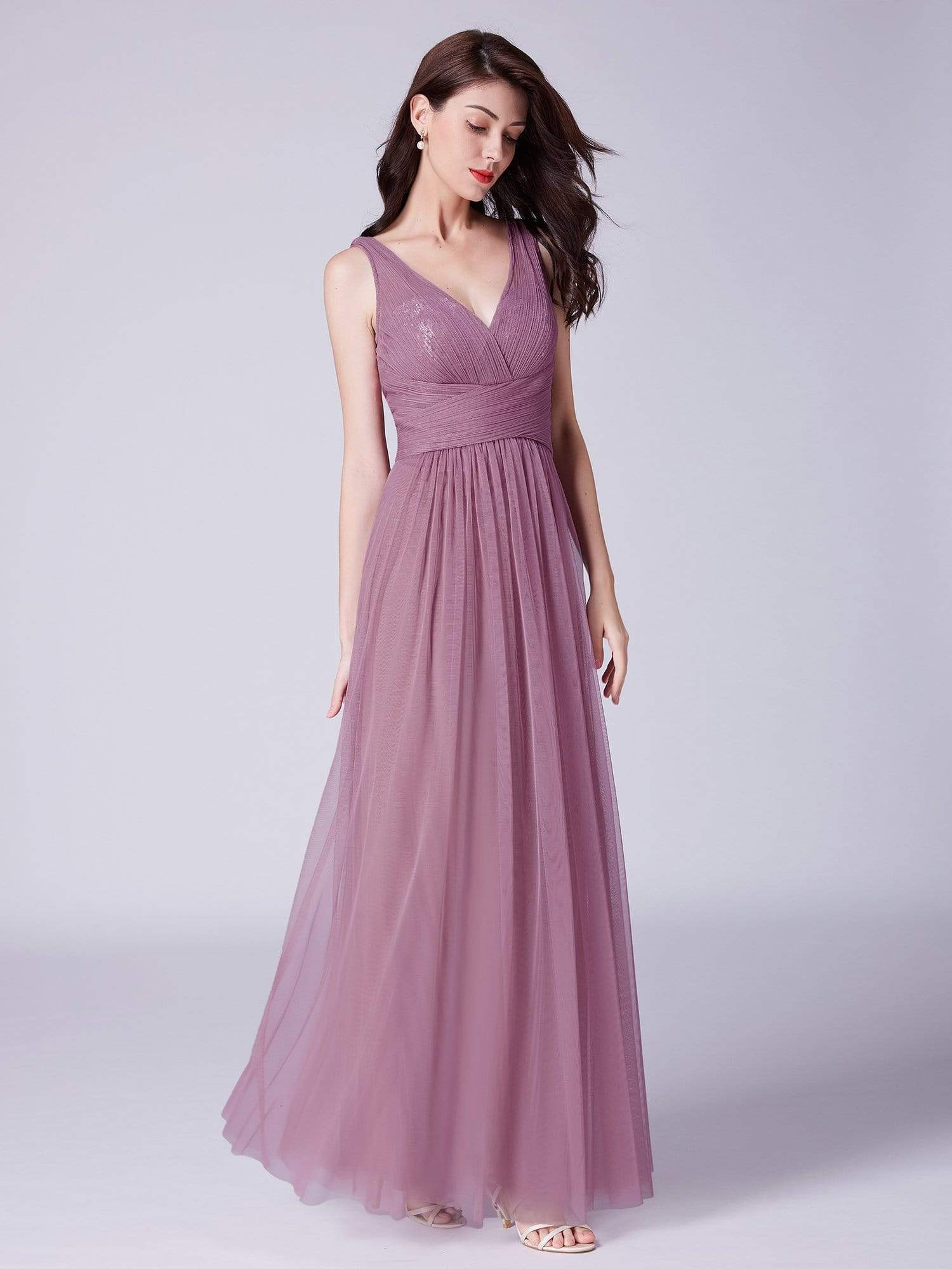 ruched evening gown