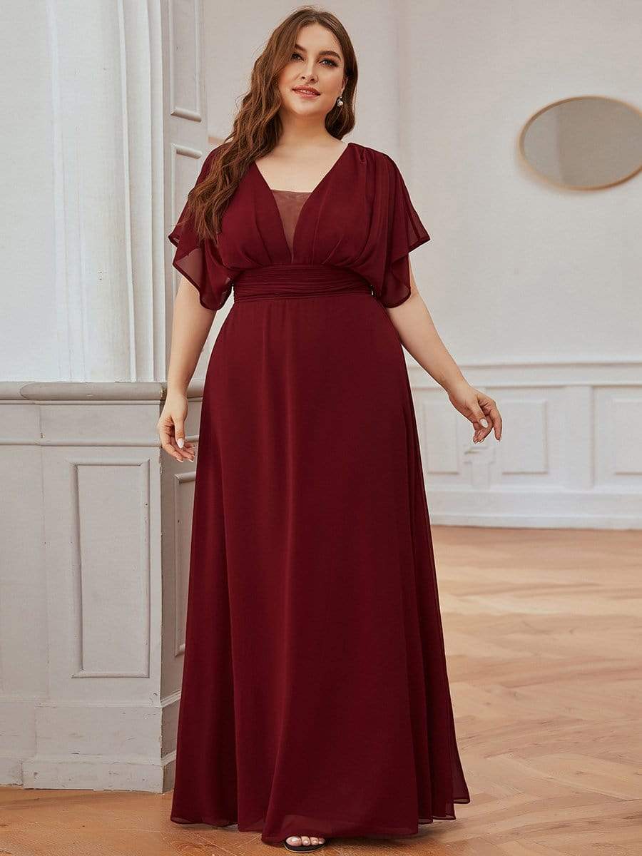 Plus Size Empire Waist Chiffon Formal Maxi Evening Dress