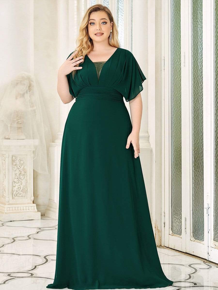 Plus Size Empire Waist Chiffon Formal Maxi Evening Dress