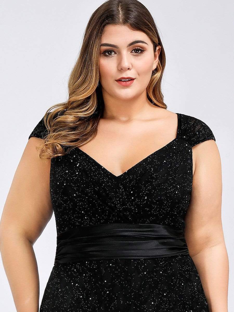 black shimmer dress plus size