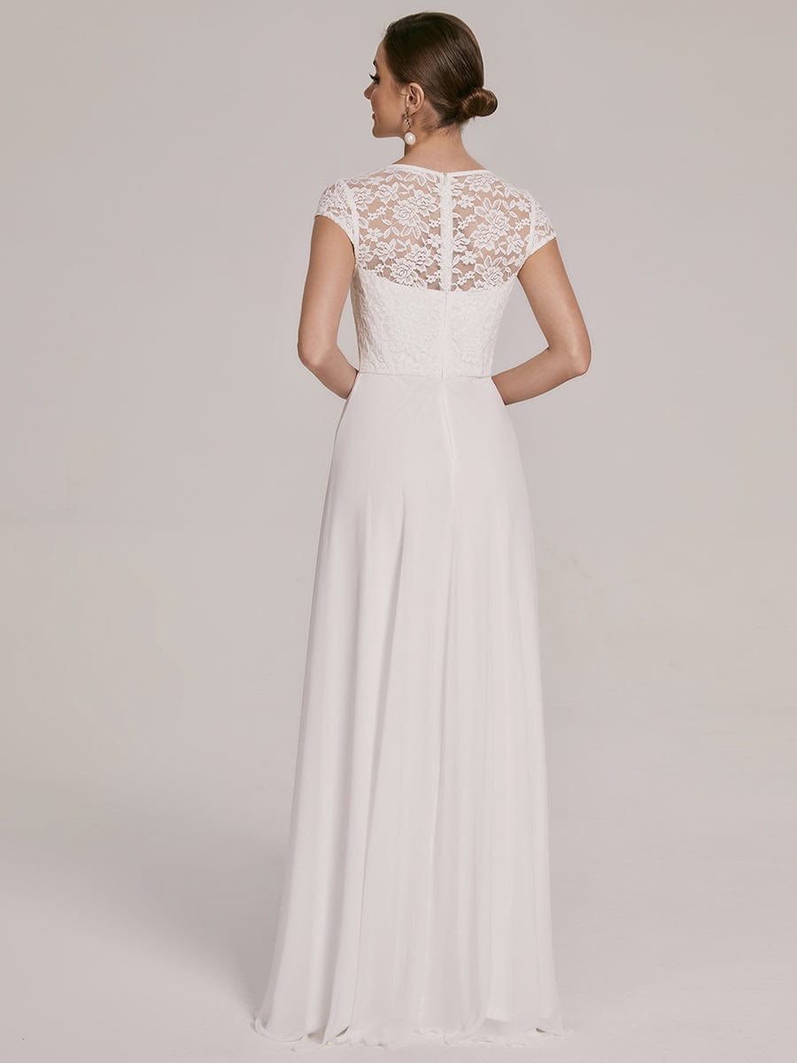 Sweetheart Floral Lace Cap Sleeve Wedding Guest Dress