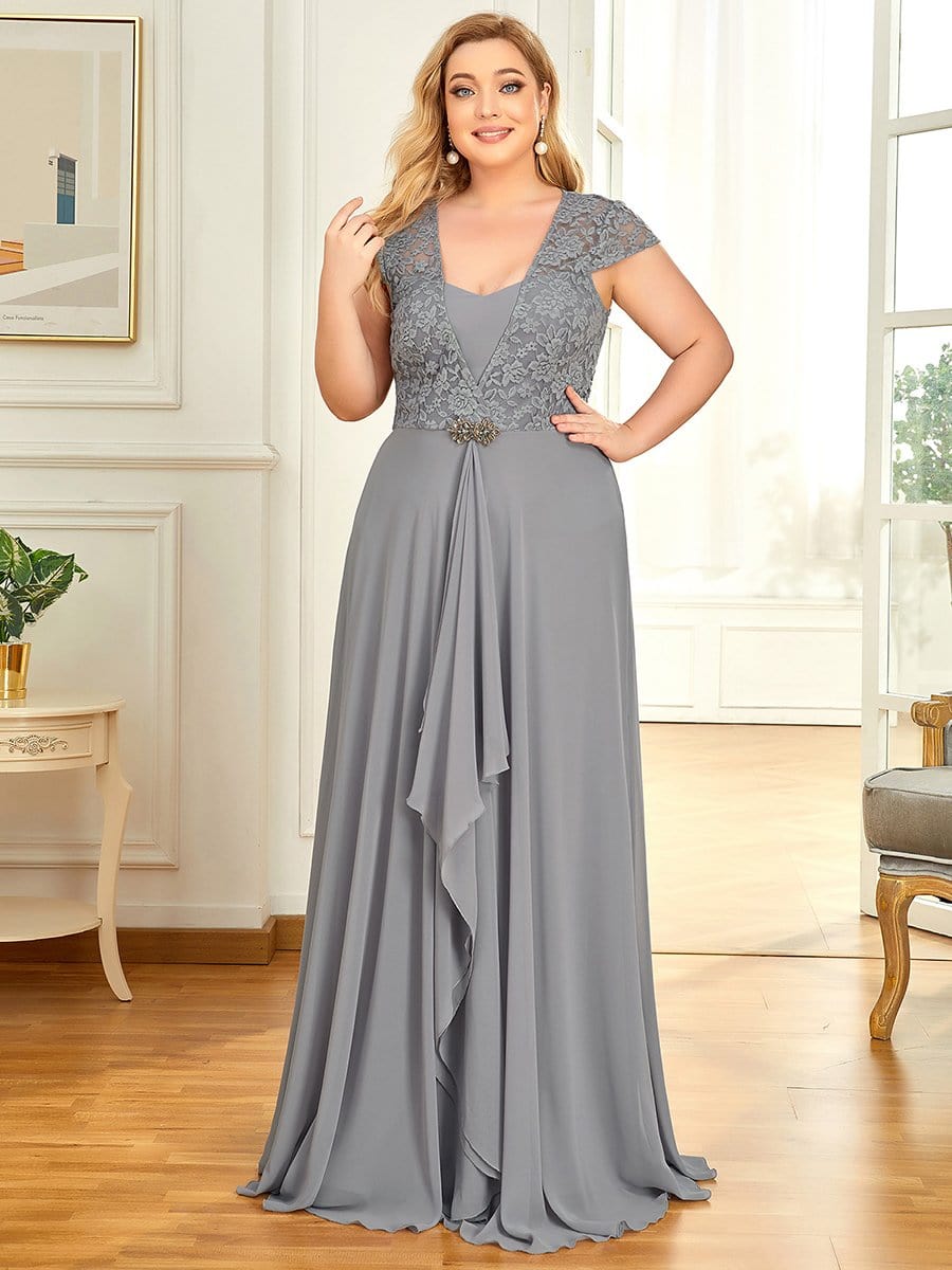 Plus Size Cap Sleeve Maxi Evening Dress for Wedding Guest | Parallel