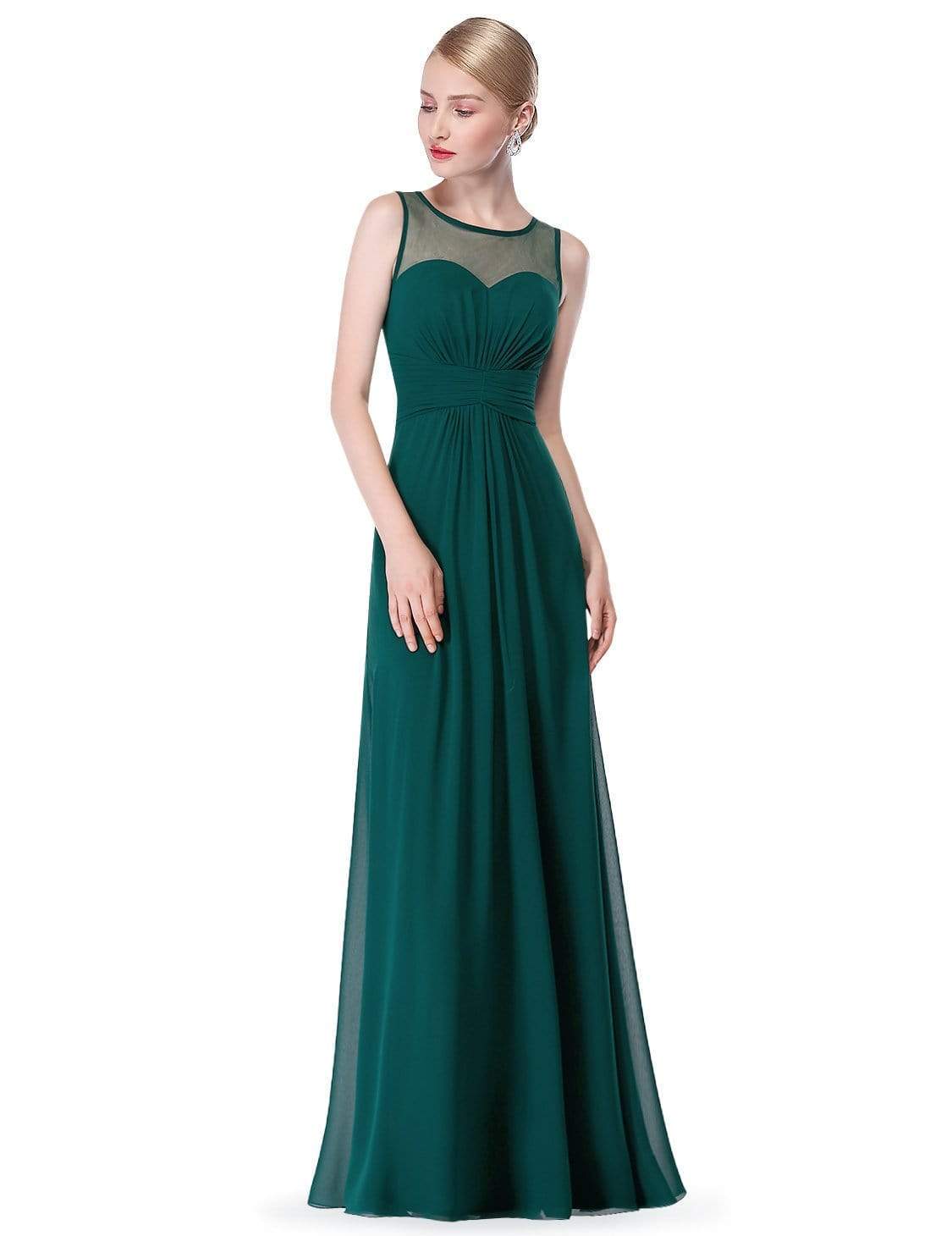 Empire Waist Long Chiffon Bridesmaid Dress - Ever-Pretty US