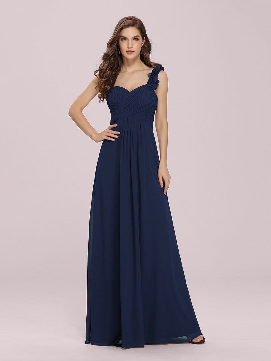 Sweet Pleated Bodice One Shoulder Chiffon Bridesmaid Dress