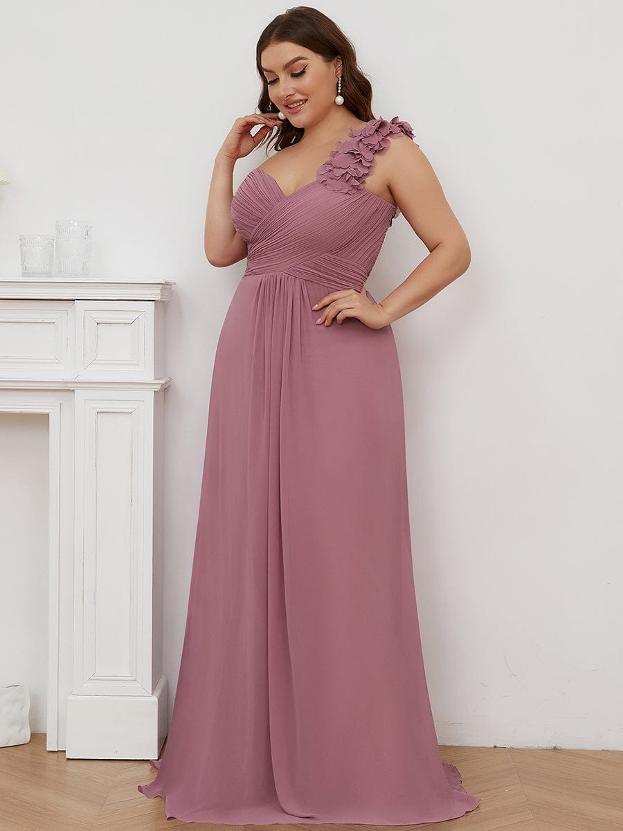 Plus Size One Shoulder Long Chiffon Bridesmaid Dress