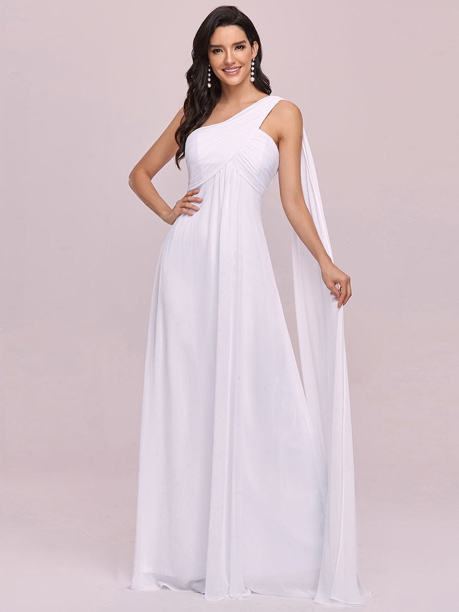 Custom Size Pleated One Shoulder Long Chiffon Formal Evening Dress