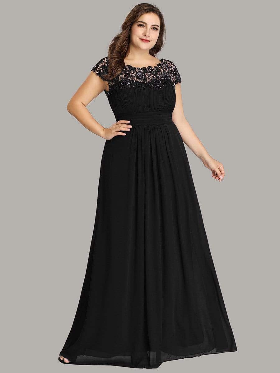 Elegant Maxi Long Lace Bridesmaid Dress with Cap Sleeve