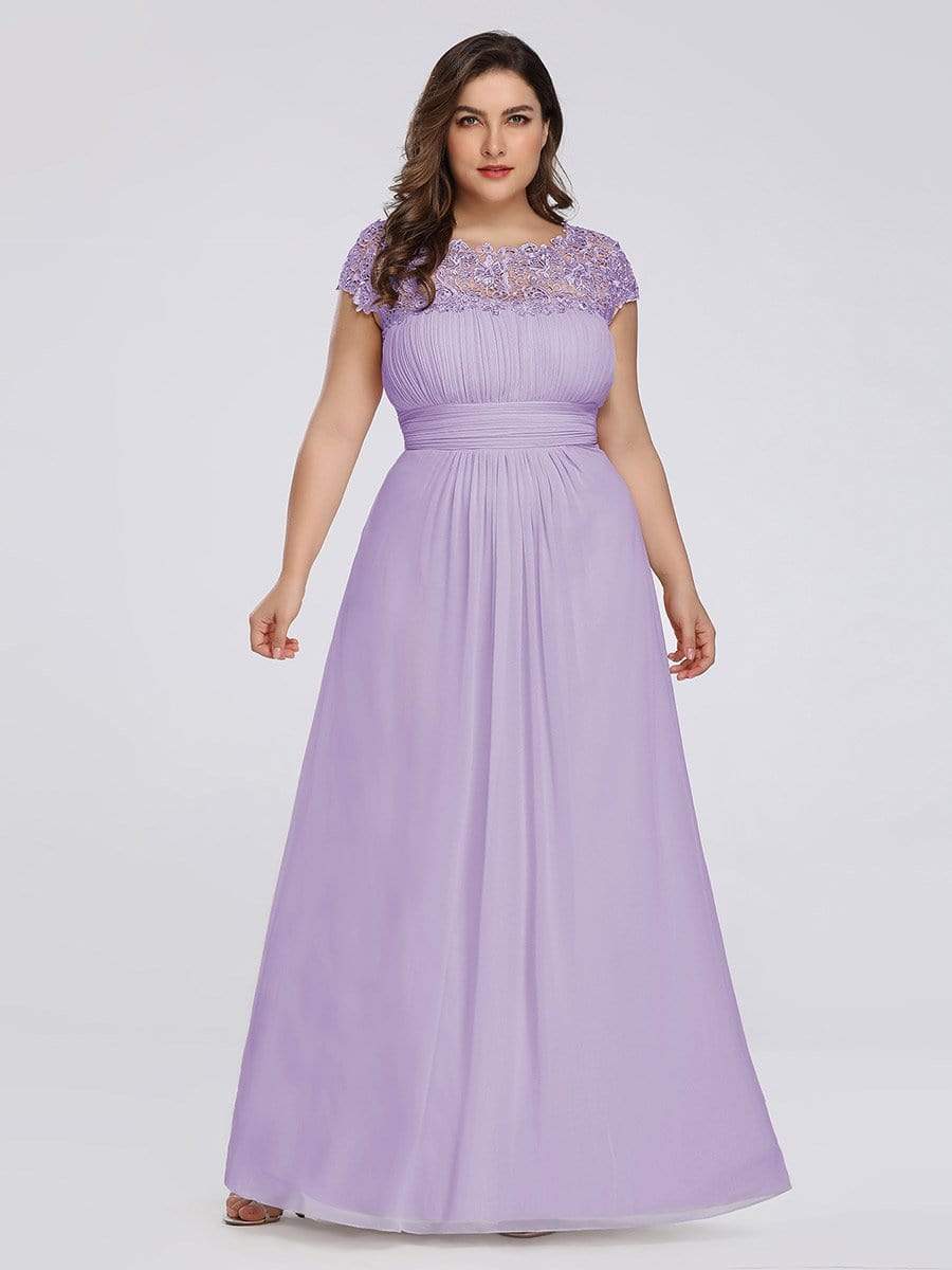 Elegant Maxi Long Lace Bridesmaid Dress with Cap Sleeve