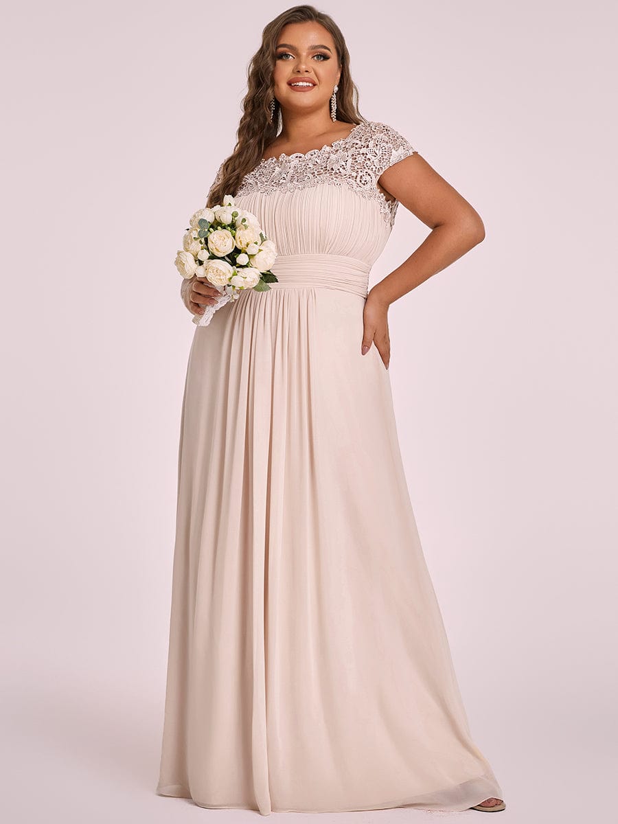 Custom Size Elegant Maxi Long Lace Cap Sleeve Bridesmaid Dress