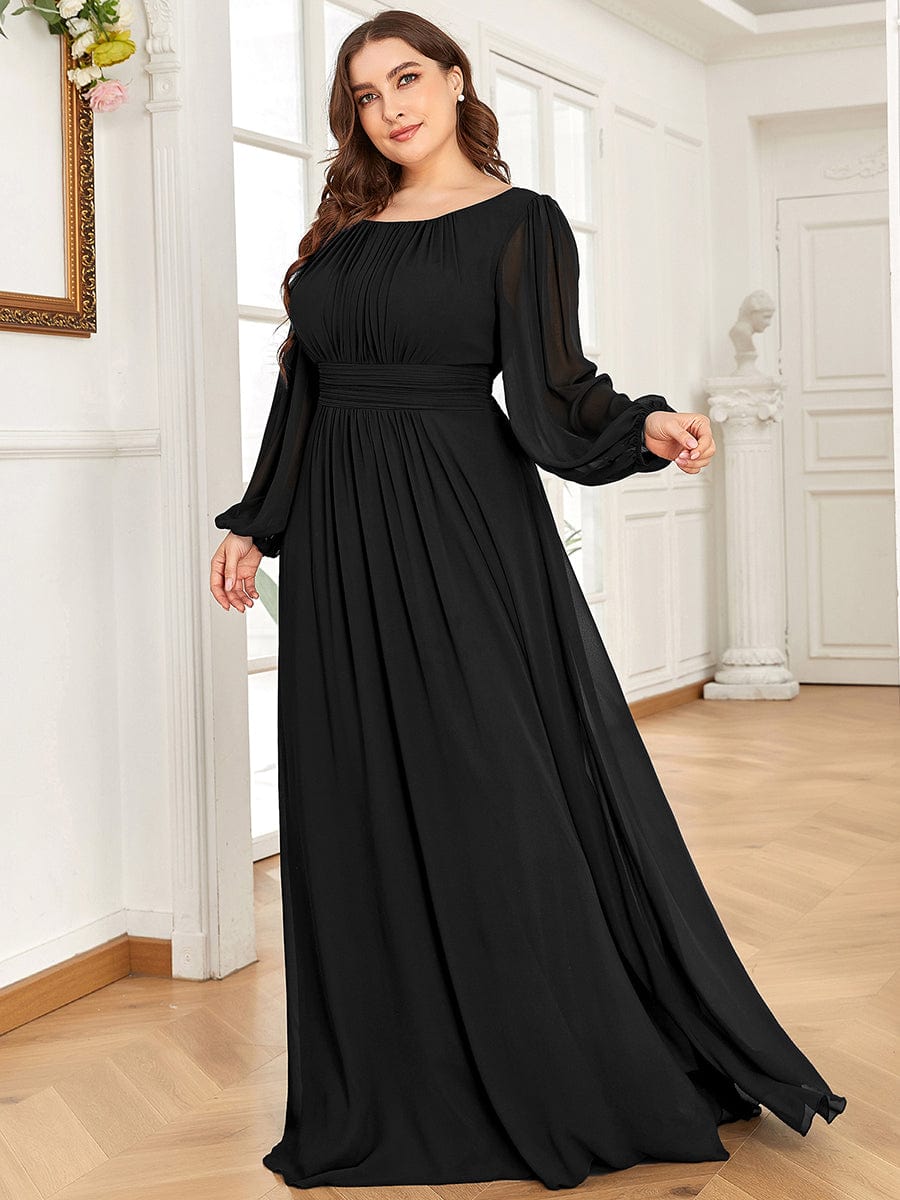 Chiffon High Empire Waist Puff Sleeve Mother Dress