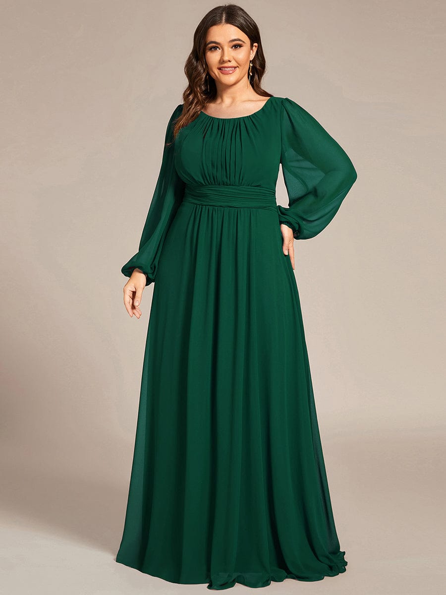 Chiffon High Empire Waist Puff Sleeve Mother Dress