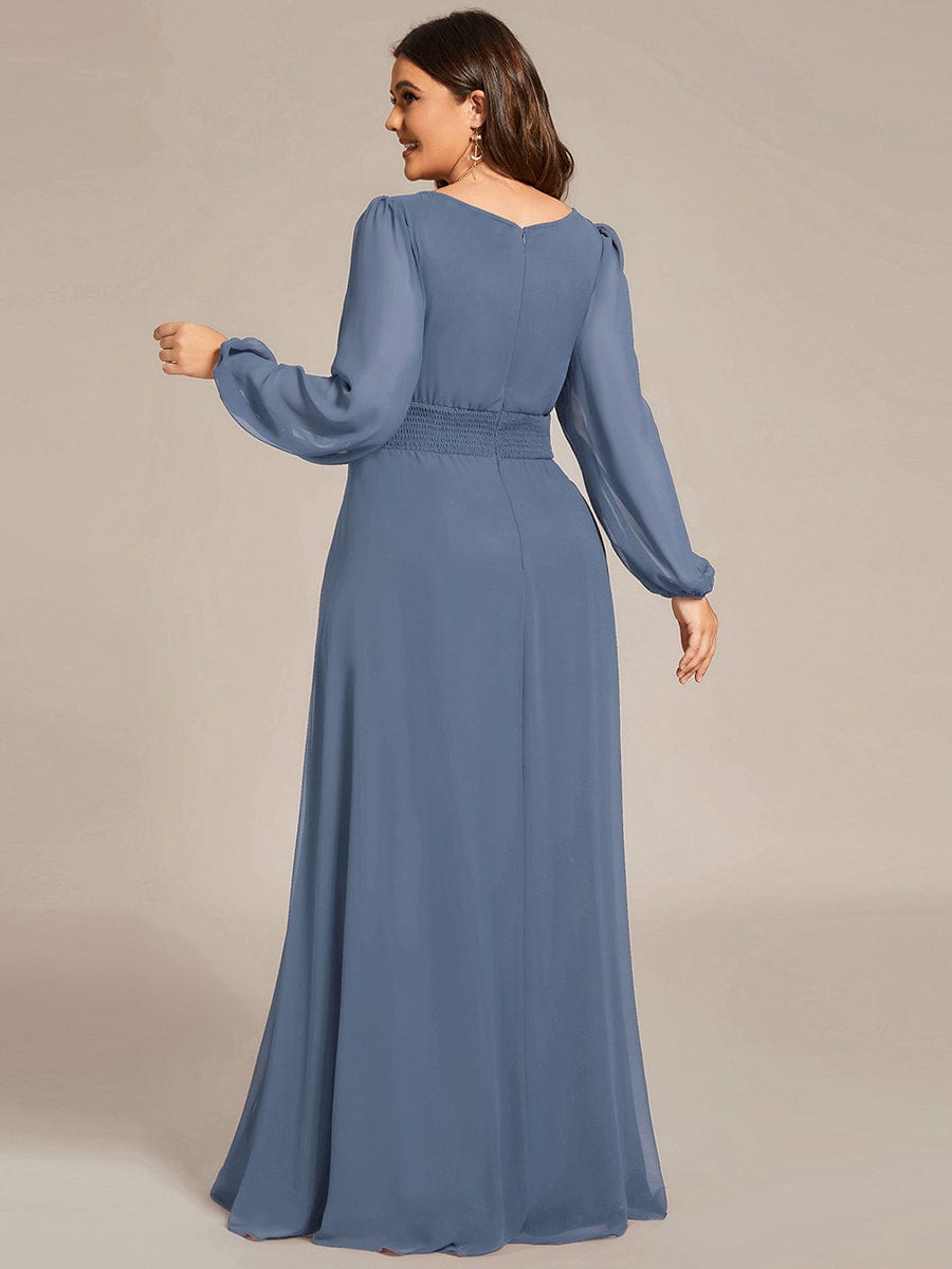 Custom Size See-Through Puff Sleeve Chiffon Bridesmaid Dress