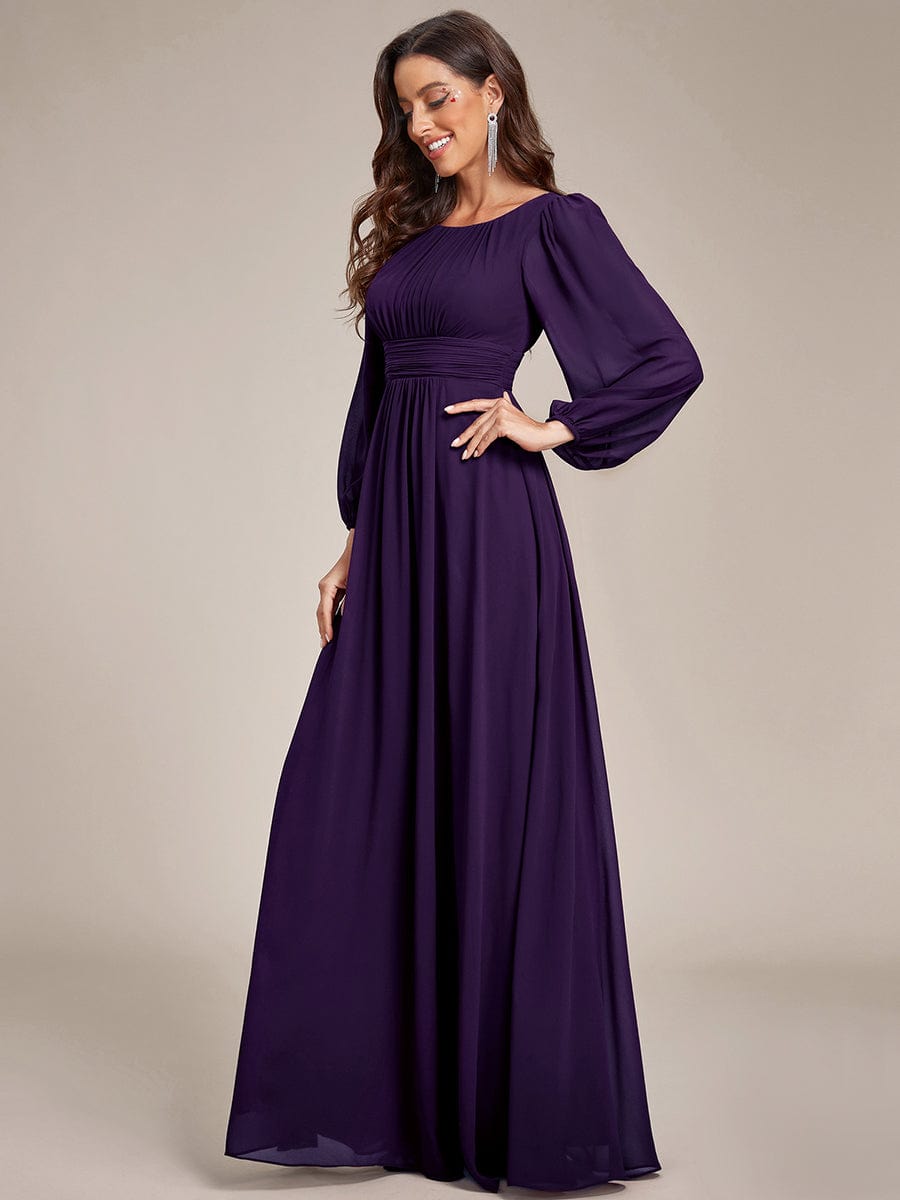 Chiffon High Empire Waist Puff Sleeve Mother Dress