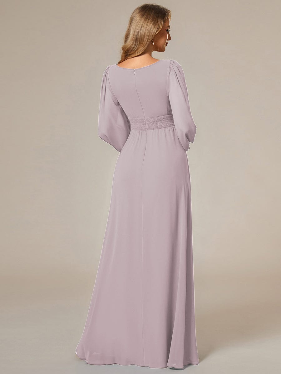 Custom Size See-Through Puff Sleeve Chiffon Bridesmaid Dress