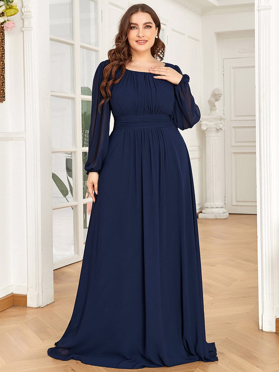 Chiffon High Empire Waist Puff Sleeve Mother Dress