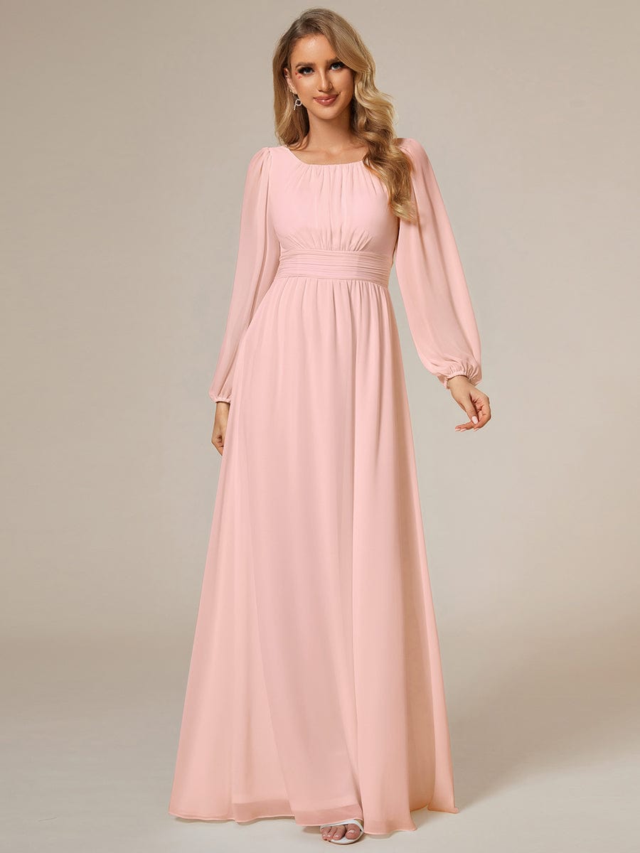 Chiffon High Empire Waist Puff Sleeve Mother Dress