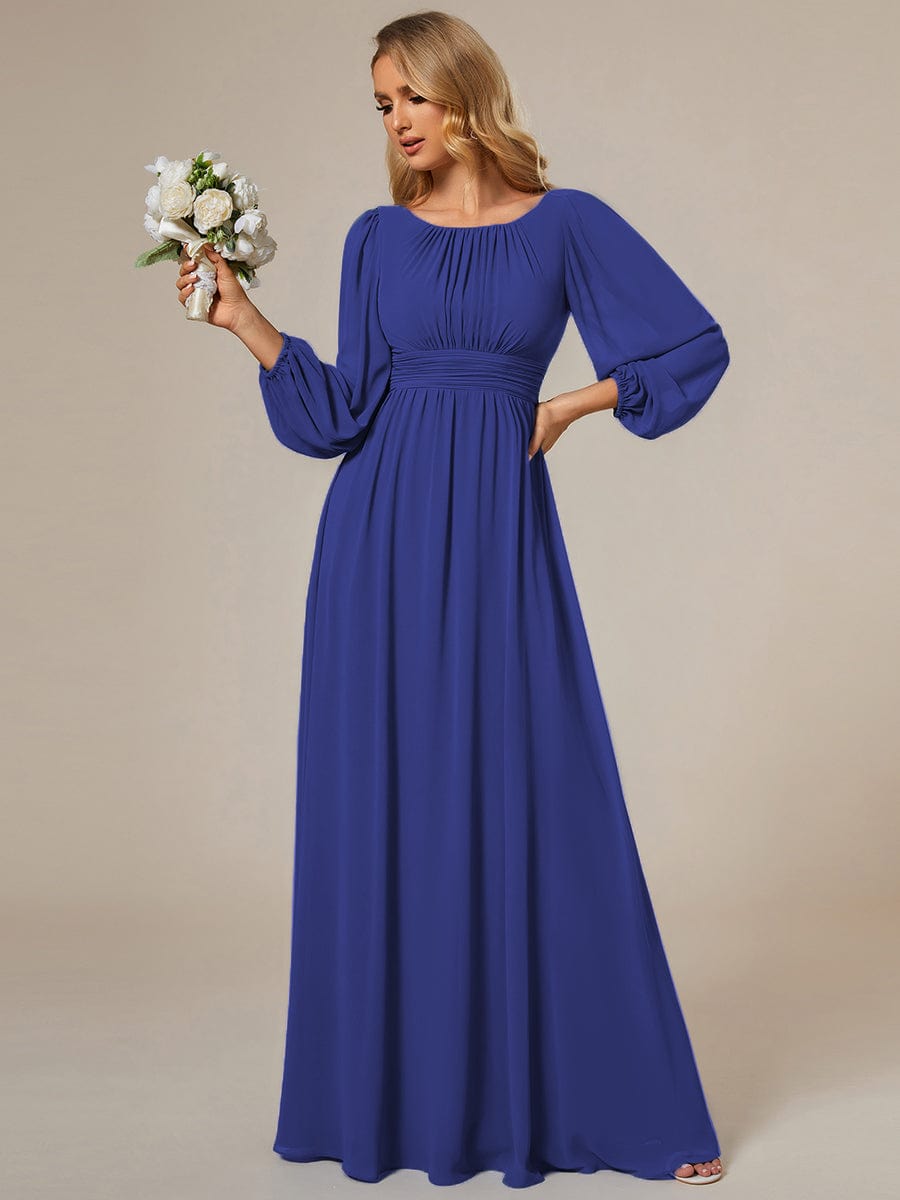 Custom Size See-Through Puff Sleeve Chiffon Bridesmaid Dress