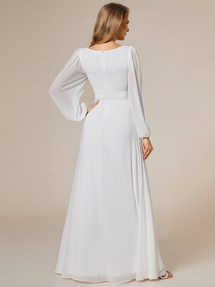 Custom Size See-Through Puff Sleeve Chiffon Bridesmaid Dress