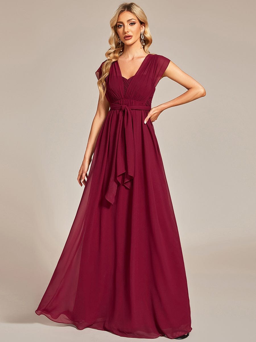 Convertible Chiffon Pleated Strapless Tie-Waist Bridesmaid Dress