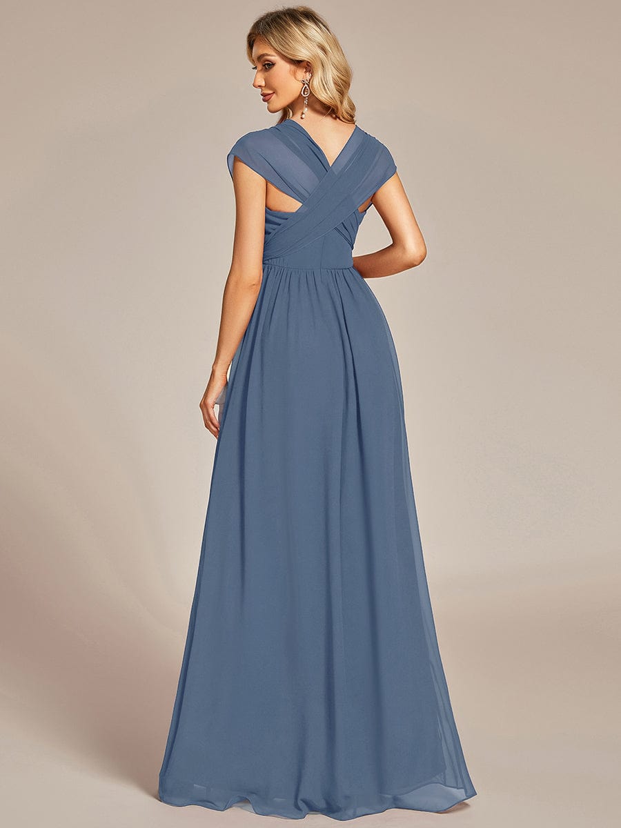 Convertible Chiffon Pleated Strapless Tie-Waist Bridesmaid Dress