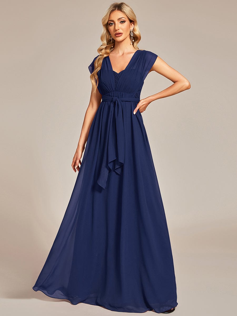 Convertible Chiffon Pleated Strapless Tie-Waist Bridesmaid Dress