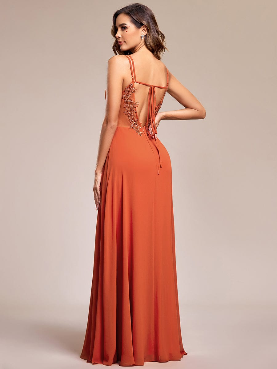 Convertible Chiffon Lace Open Back Spaghetti Straps Bridesmaid Dress