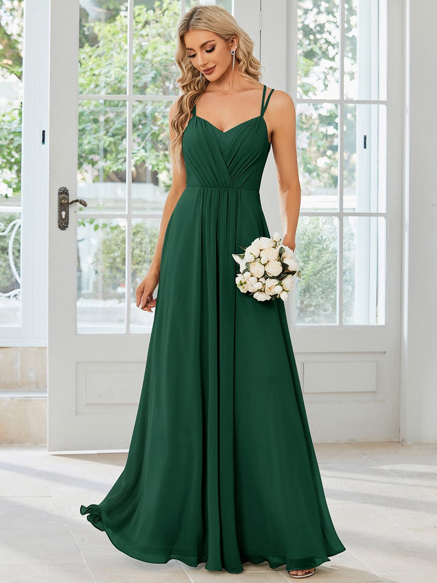 Convertible Chiffon Lace Open Back Spaghetti Straps Bridesmaid Dress