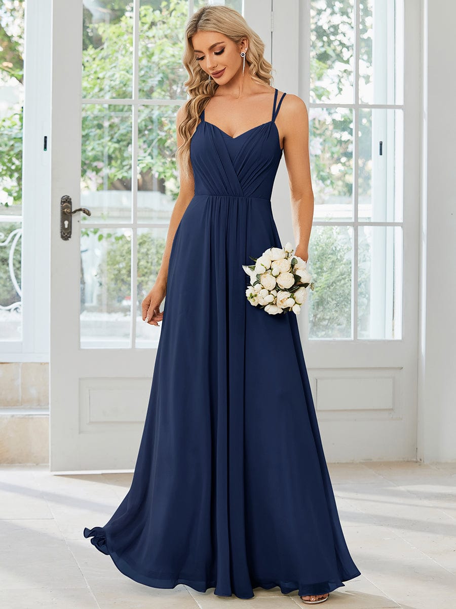 Convertible Chiffon Lace Open Back Spaghetti Straps Bridesmaid Dress