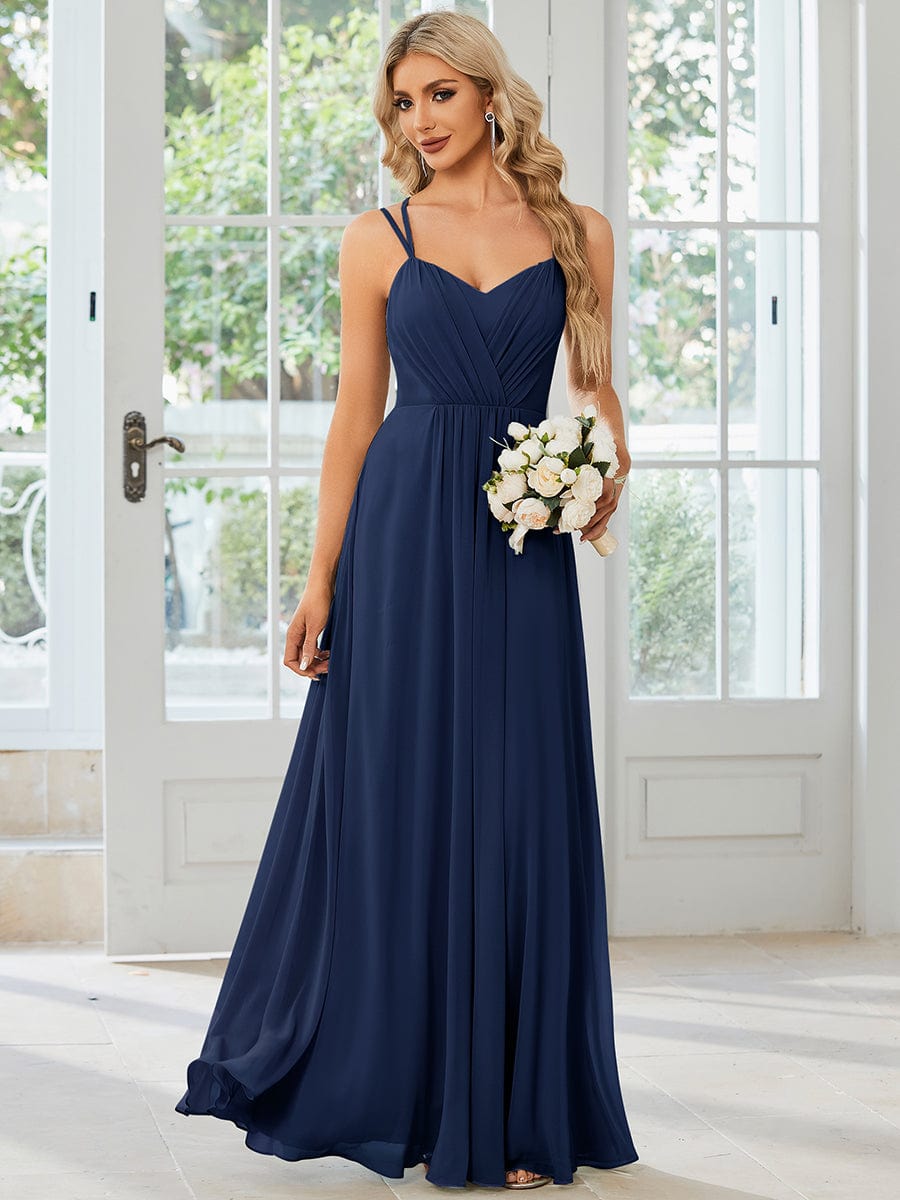 Convertible Chiffon Lace Open Back Spaghetti Straps Bridesmaid Dress