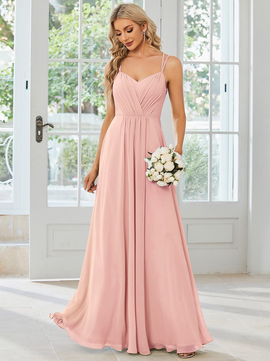 Convertible Chiffon Lace Open Back Spaghetti Straps Bridesmaid Dress