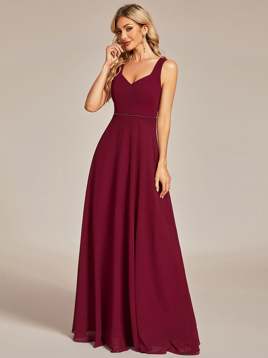 Sweetheart Chiffon Sleeveless Bridesmaid Dress with Back Hollow Out