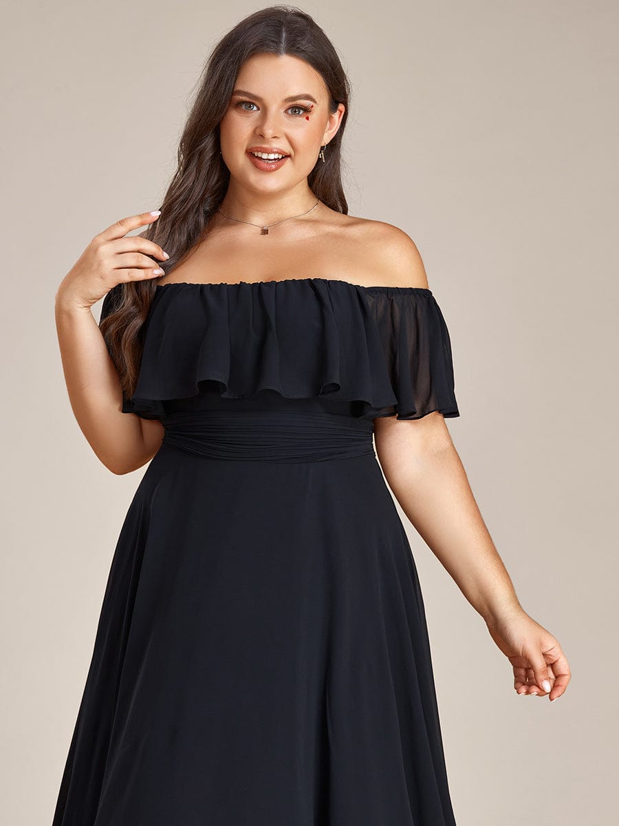 Plus Size Flowy Chiffon High-Low Off The Shoulder Bridesmaid Dress