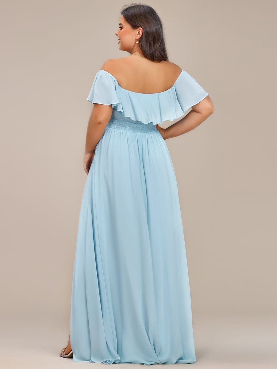 Plus Size Flowy Chiffon High-Low Off The Shoulder Bridesmaid Dress