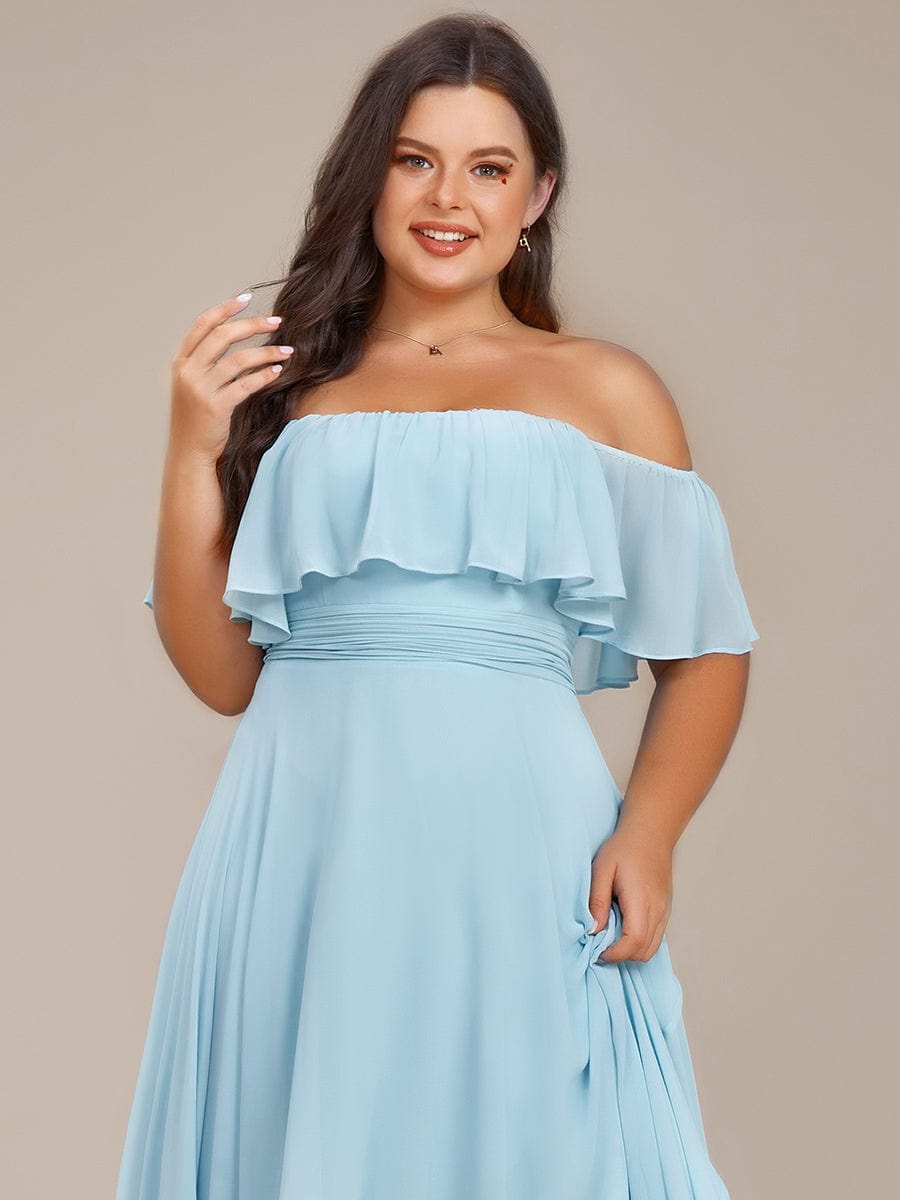 Plus Size Flowy Chiffon High-Low Off The Shoulder Bridesmaid Dress