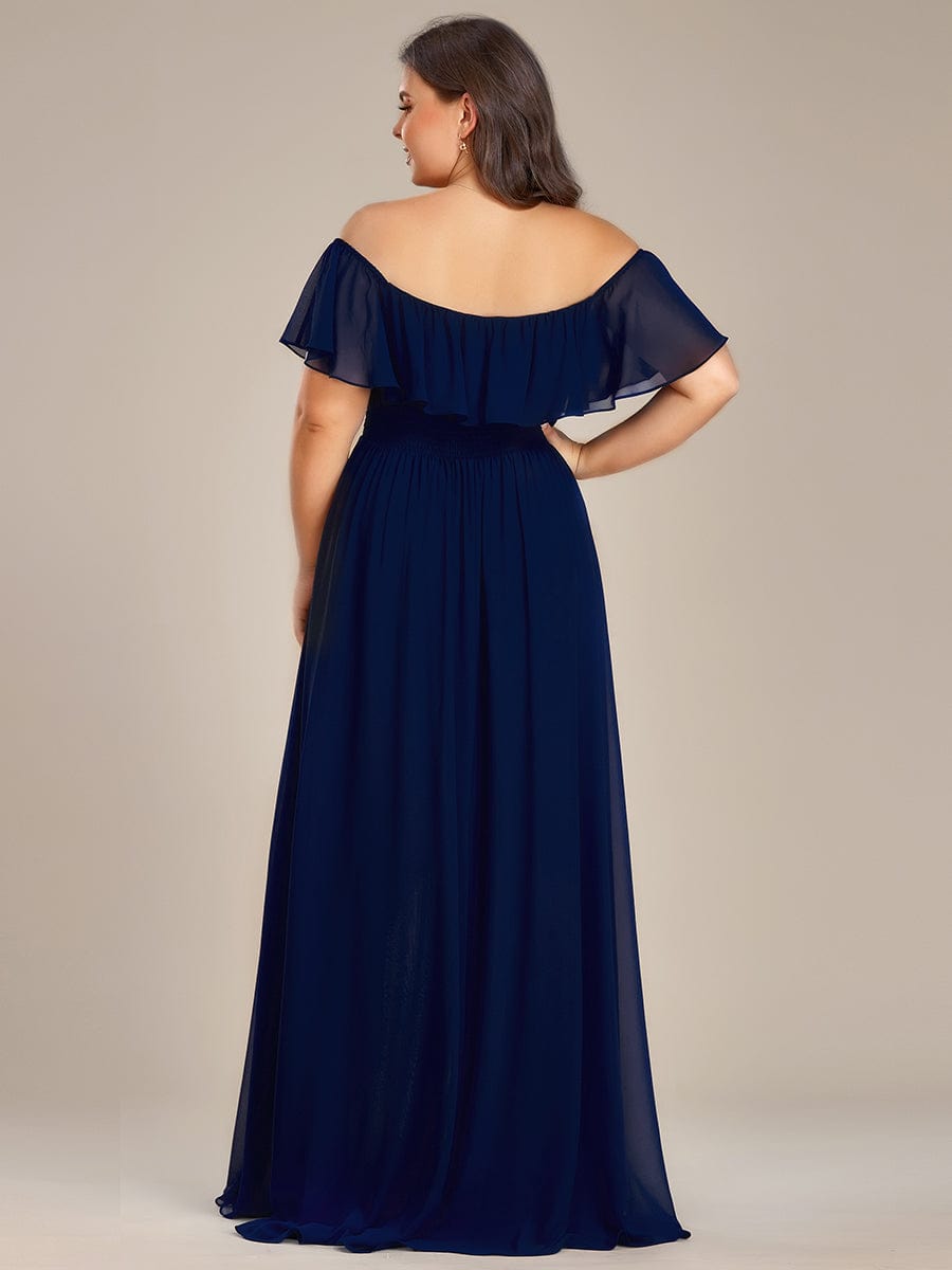 Plus Size Flowy Chiffon High-Low Off The Shoulder Bridesmaid Dress