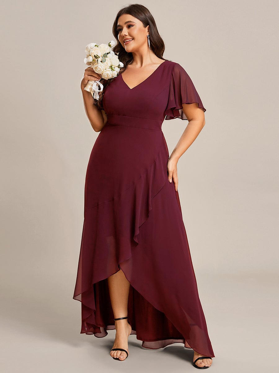 Custom Size Flowy Chiffon Ruffled Bridesmaid Dress