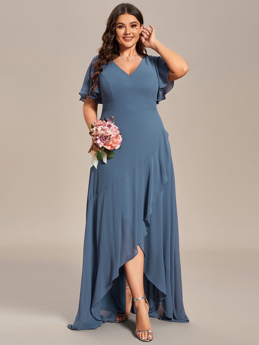 Custom Size Flowy Chiffon Ruffled Bridesmaid Dress