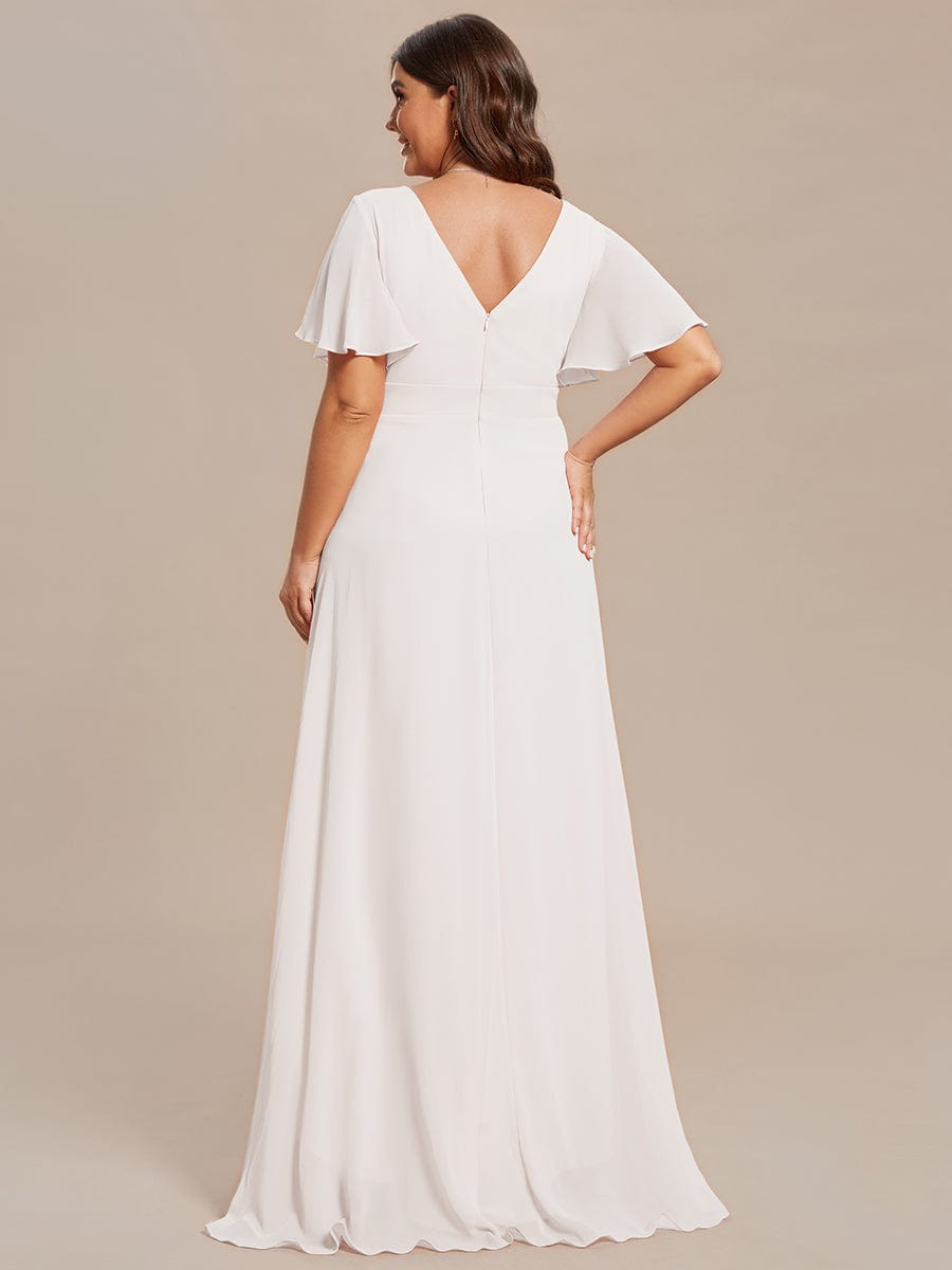 Plus Size Elegant Lotus Sleeves Chiffon Bridesmaid Dress