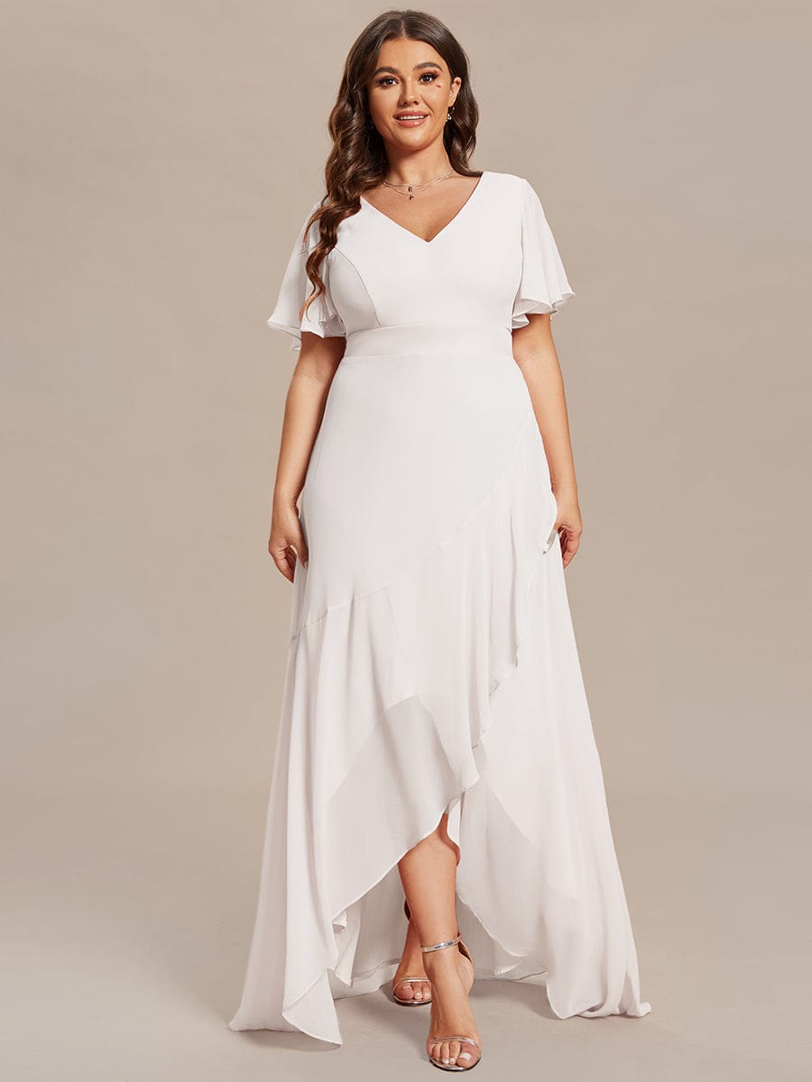 Plus Size Elegant Lotus Sleeves Chiffon Bridesmaid Dress